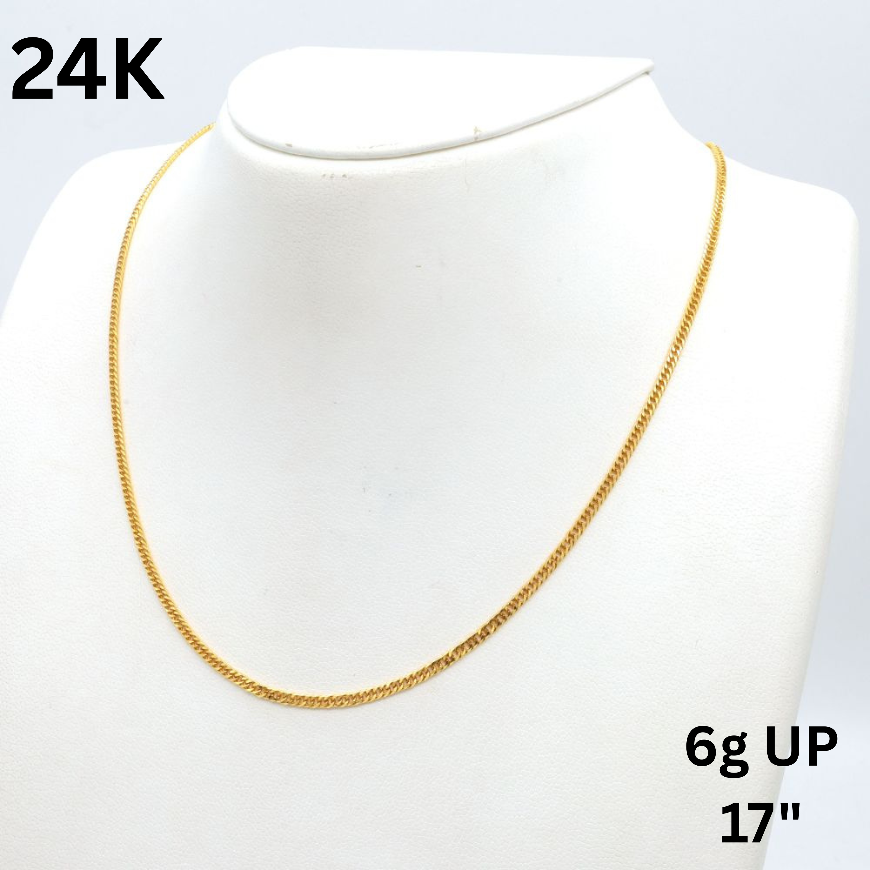 24K YG W.CURB-6DC NECKLACE