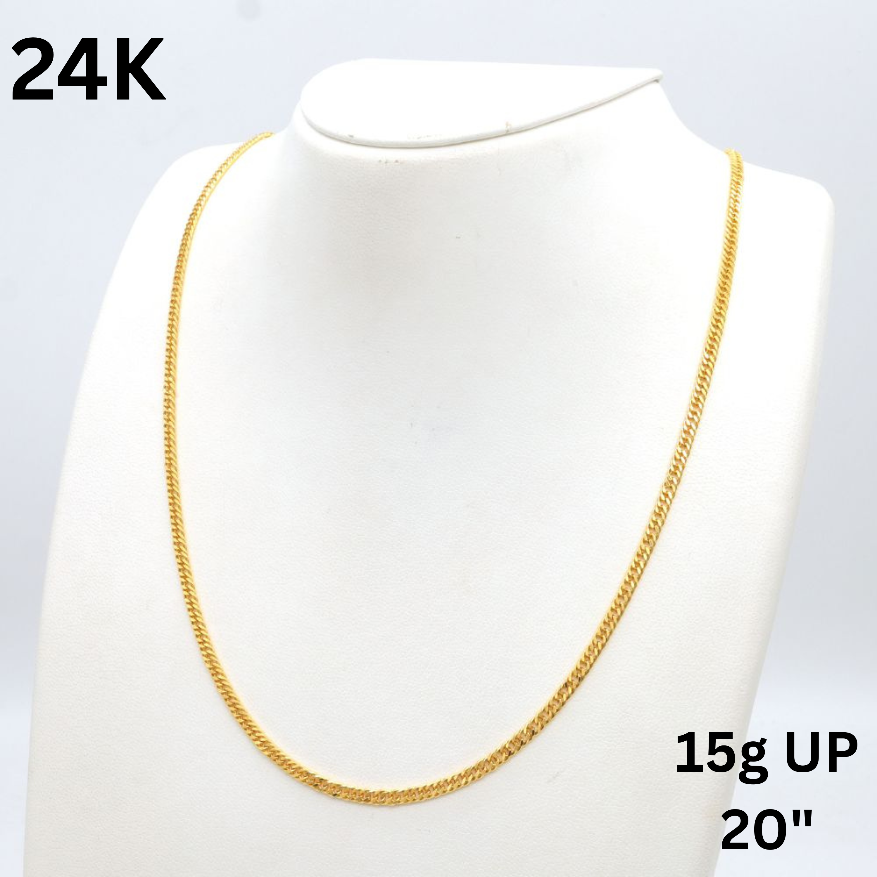 24K YG W.CURB-6DC NECKLACE