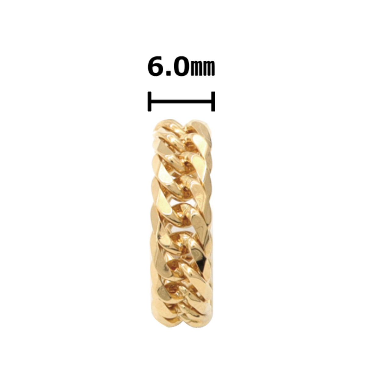 18K YG W.CURB-6DC RING M