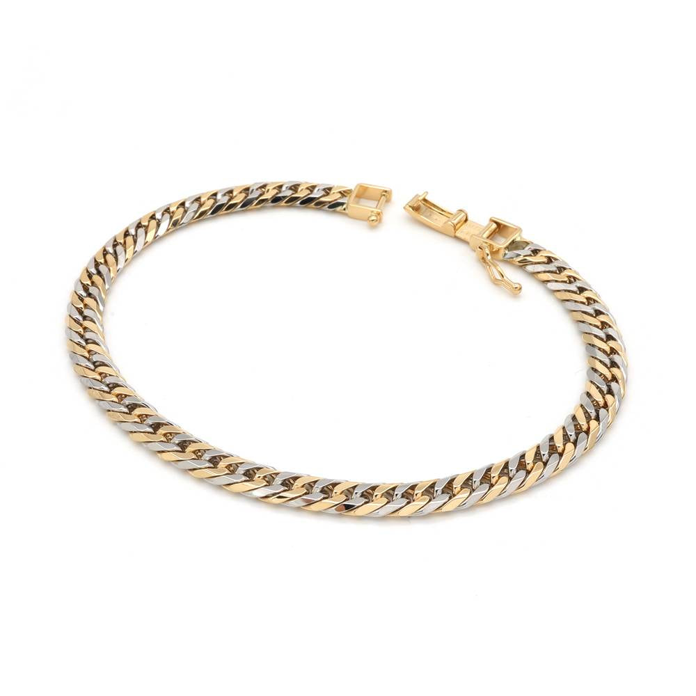 18K/PT850 W.CURB-6DC BRACELET