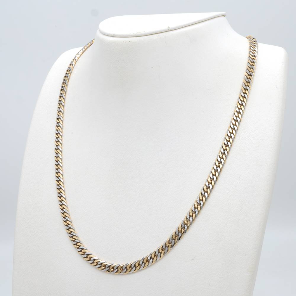 18K/PT850 W.CURB-6DC NECKLACE