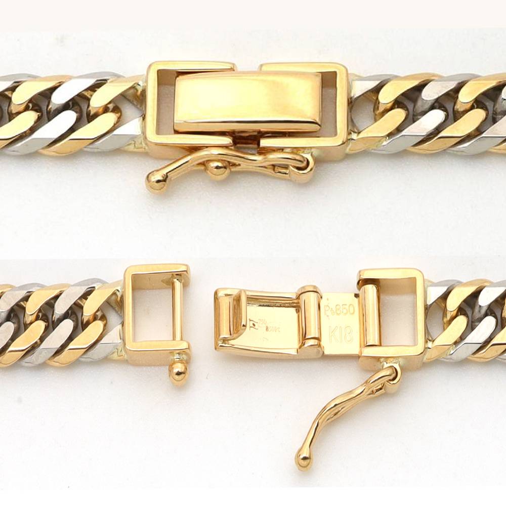 18K/PT850 W.CURB-6DC NECKLACE