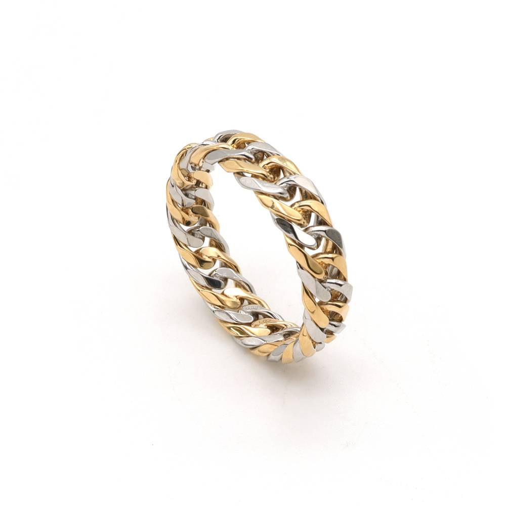 18K/PT850 W.CURB-6DC RING M