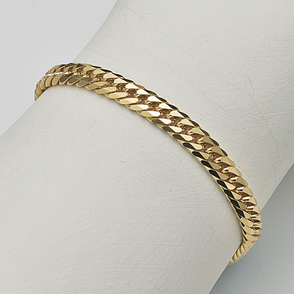 18K YG W.CURB-6DC BRACELET
