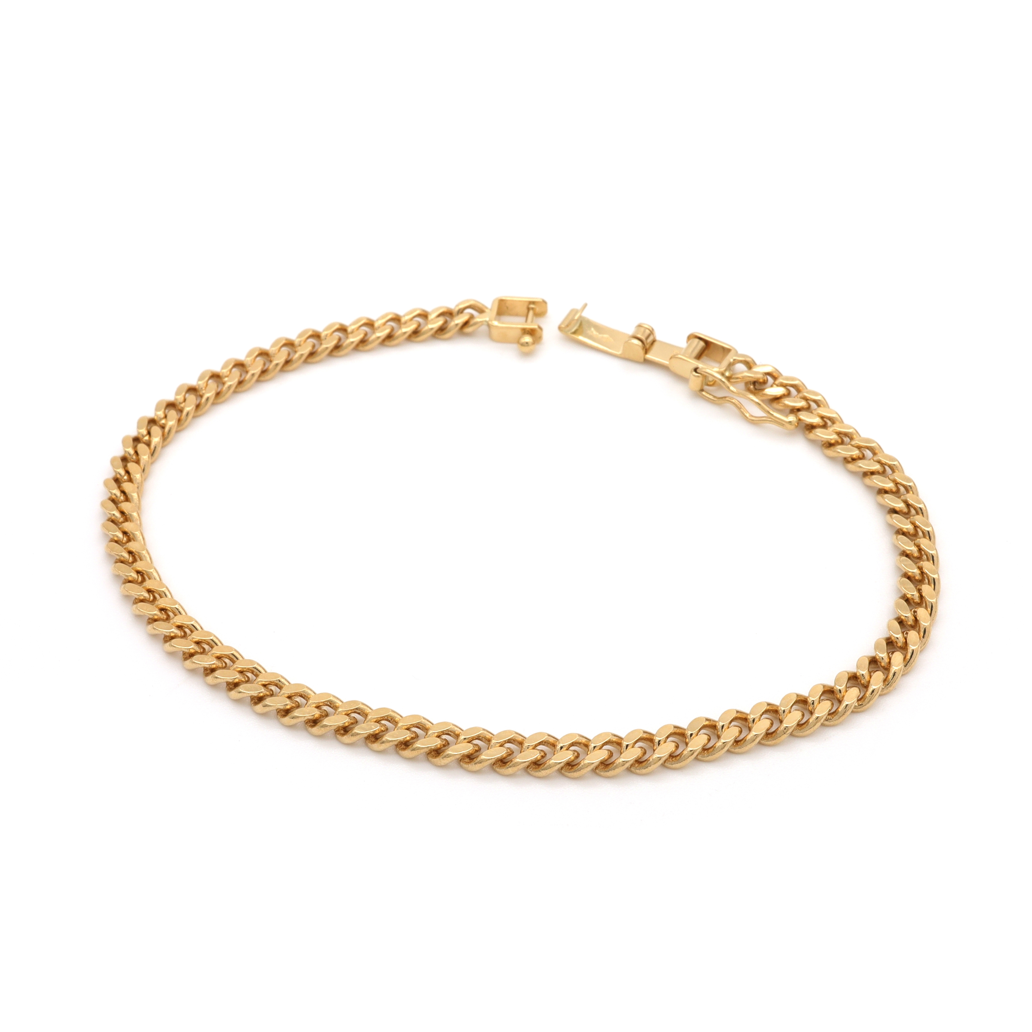 18K YG CURB-2DC BRACELET