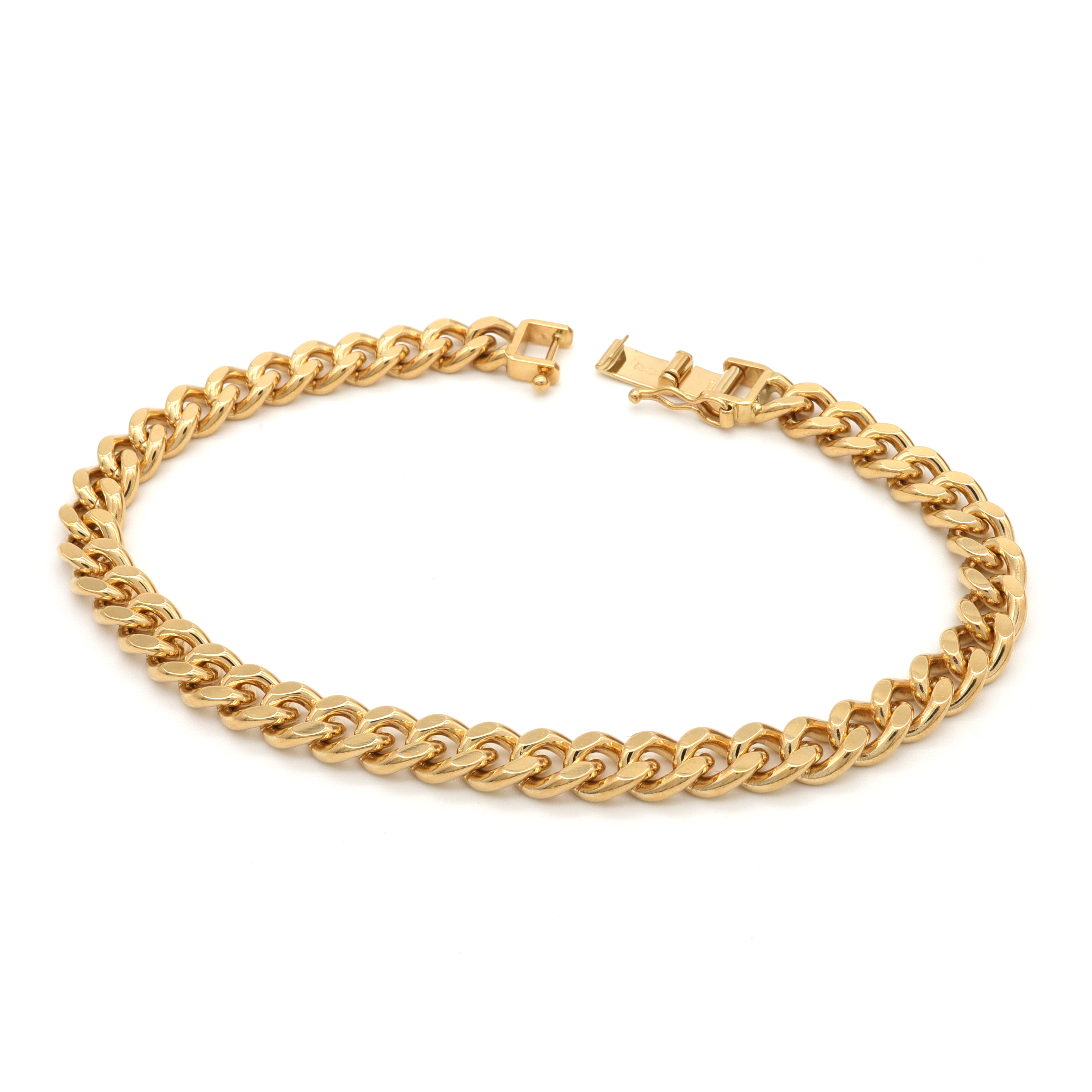 18K YG CURB-2DC BRACELET