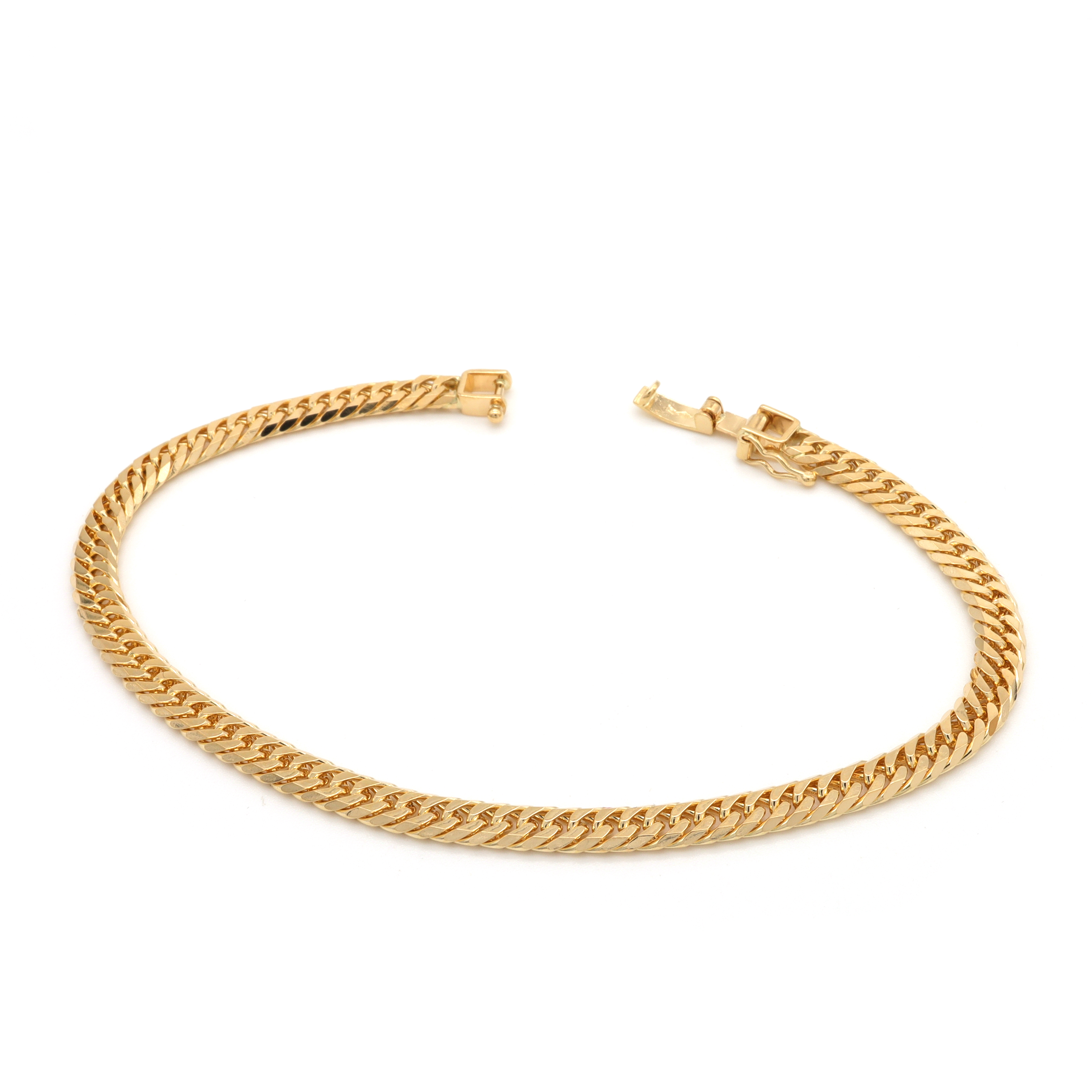 18K YG W.CURB-6DC BRACELET