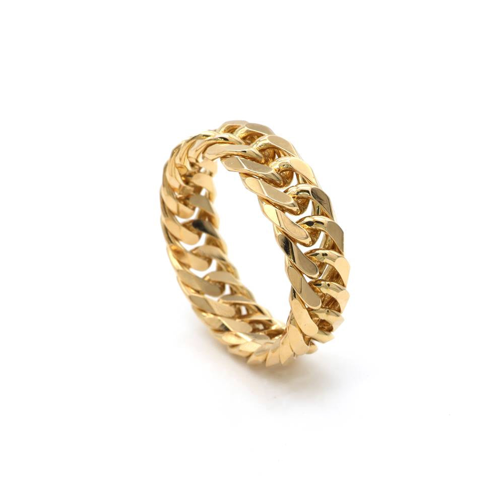 18K YG W.CURB-6DC RING M