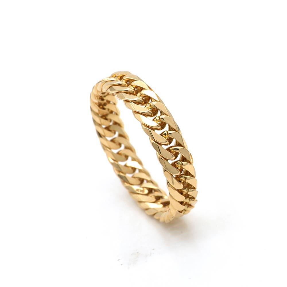 18K YG W.CURB-6DC RING S