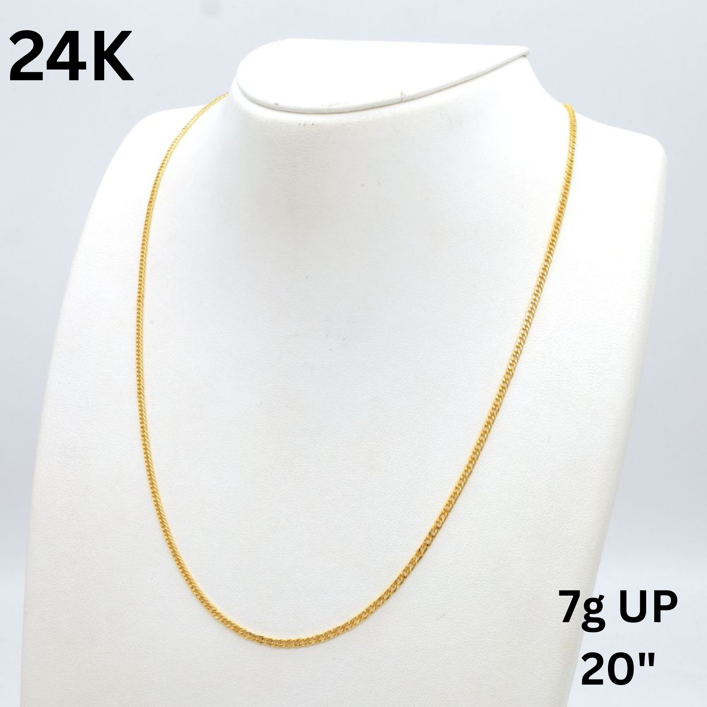 24K YG W.CURB-6DC NECKLACE