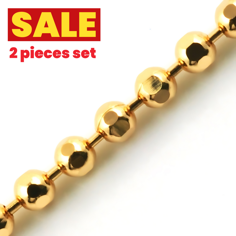 [SALE] 18K YG BALL CHAIN (2 PIECES SET)