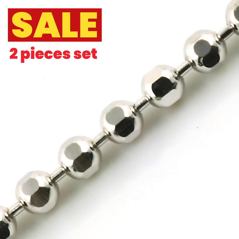 [SALE] 18K WG BALL CHAIN (2 PIECES SET)