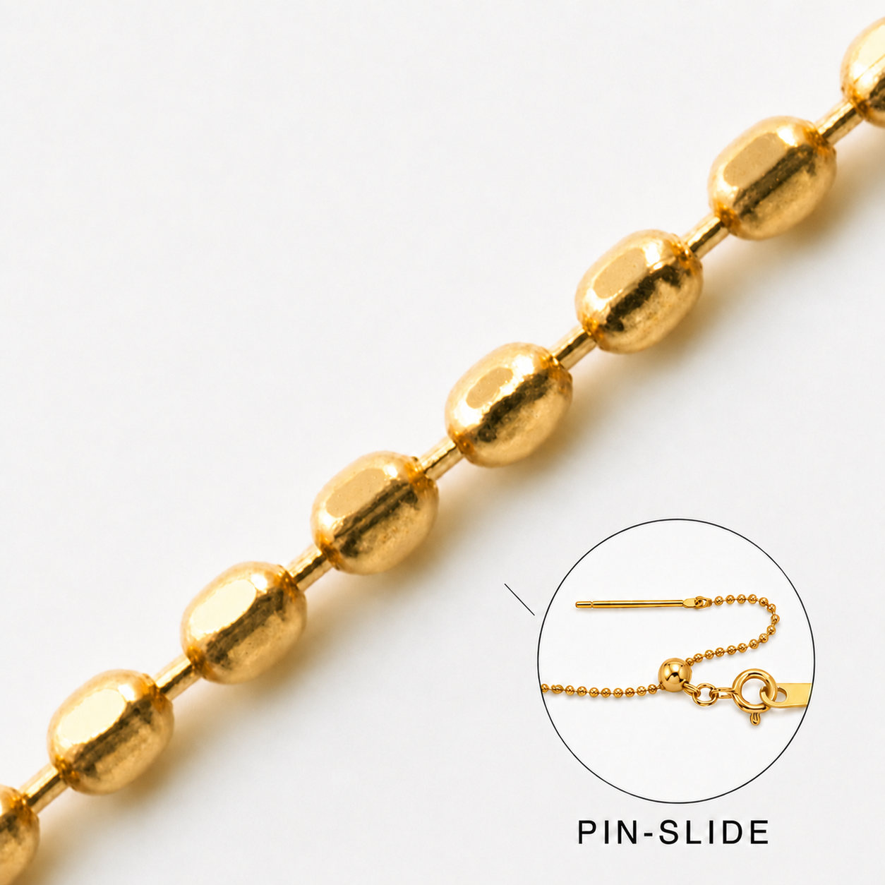 18K YG BALL CHAIN PIN SLIDE