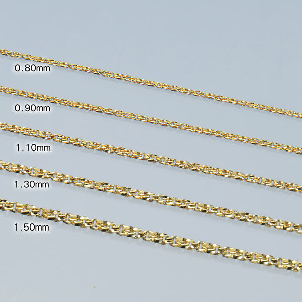 18K Yellow Gold Twister-V Chain Necklace Wholesale| Aurora Trading