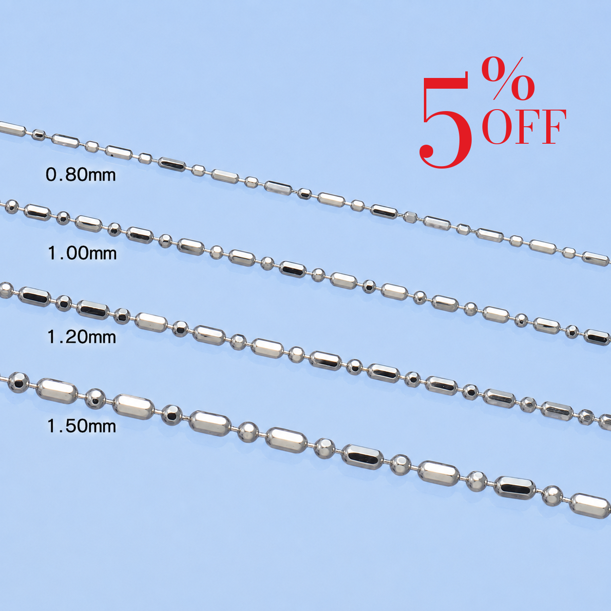 18K WG MIX BALL CHAIN