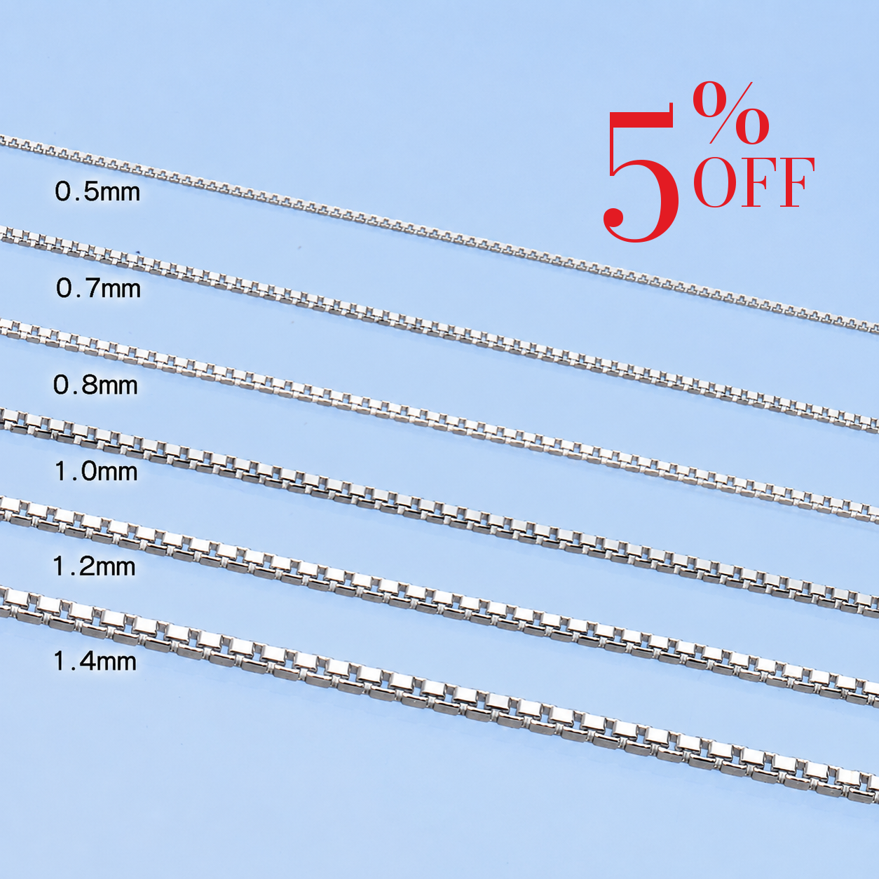 18K WG BOX CHAIN(VENETIAN)