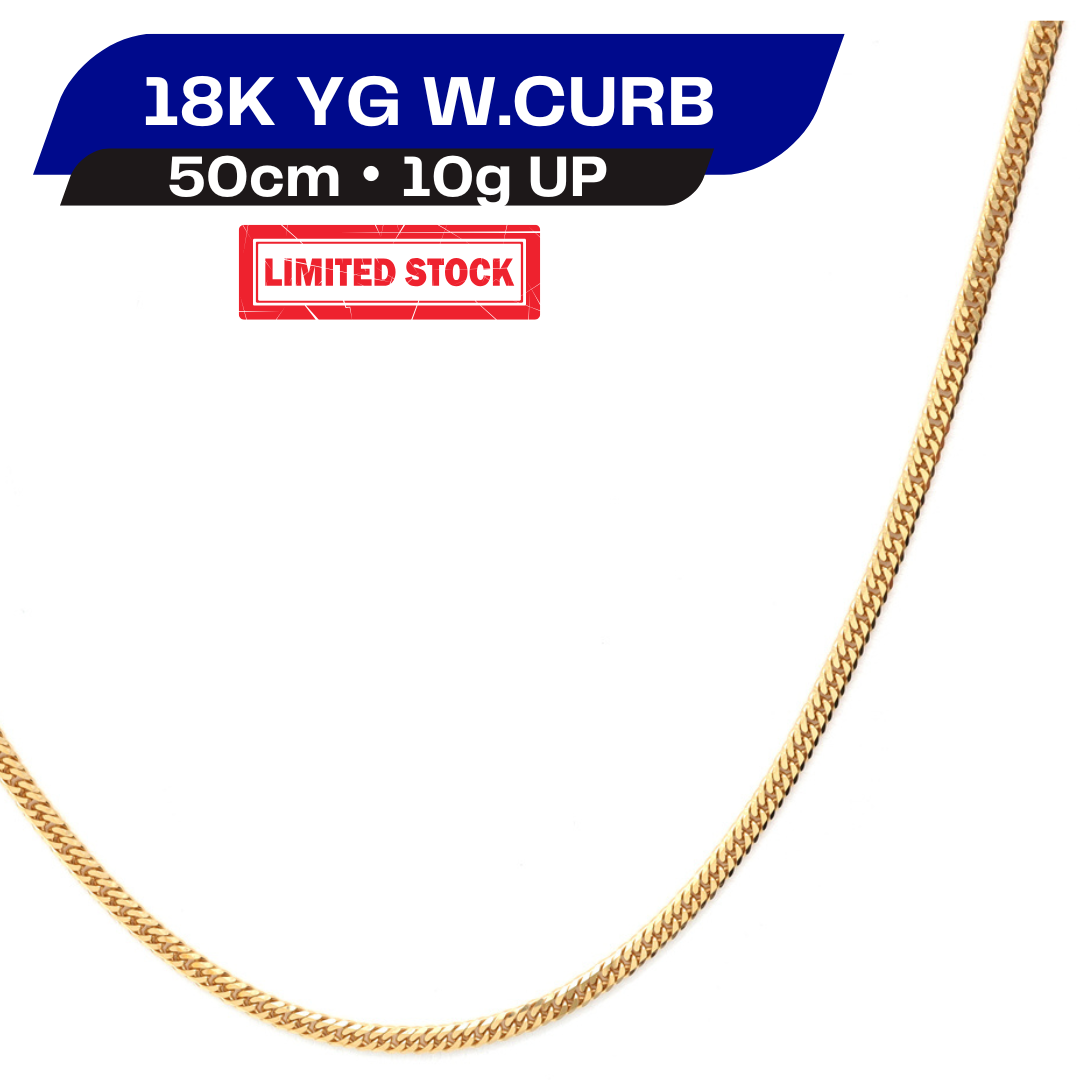 [SUMMER SALE] 18K YG W.CURB-6DC NECKLACE 20" / 10gUP