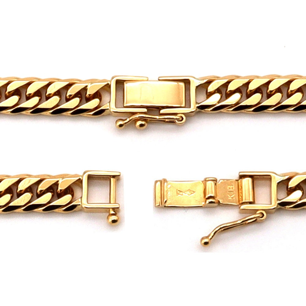 18K YG W.CURB-6DC BRACELET